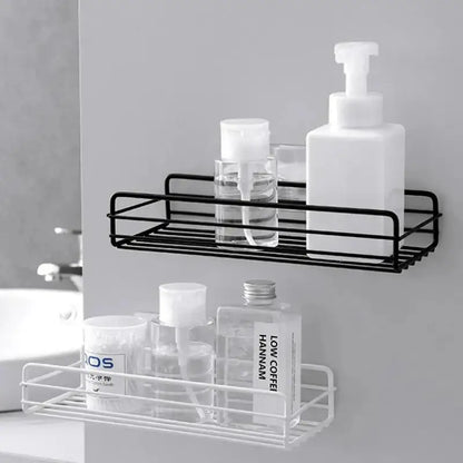 Two tier black metal corner storage shelves bathroom shower caddy mounted on wall holding toiletries for bathroom storage decorbites corner bathroom