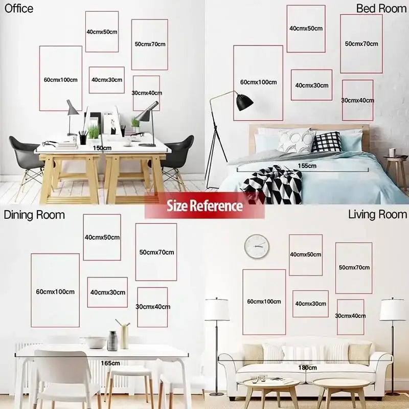 Decorbites™ black and white ufc canvas print set with minimalist white ufc frames for gym and room decor