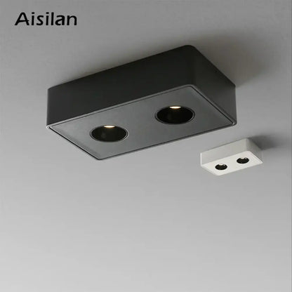 Black rectangular ultra-thin 24w led ceiling spot light with two circular recessed bulbs for living room use