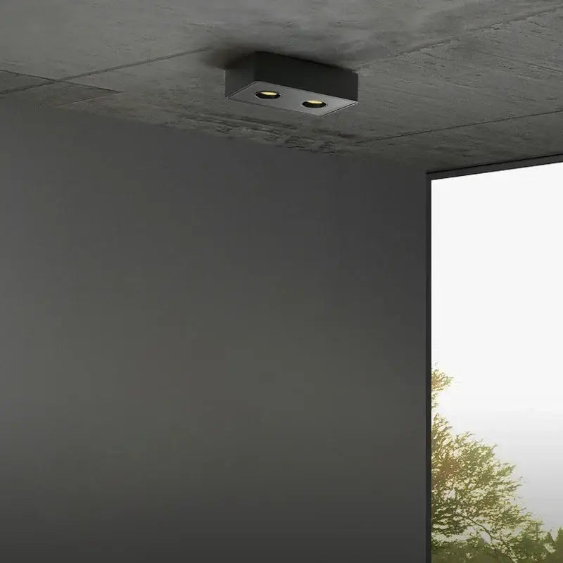 Ultra-thin black 24w led ceiling spot light with two recessed bulbs for modern living room illumination
