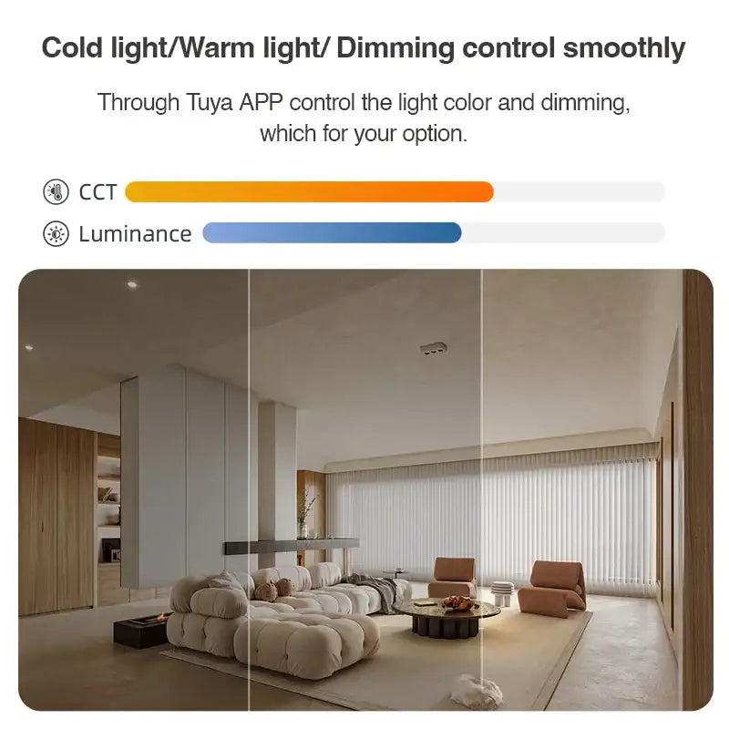 Ultra-thin black 24w led ceiling spot light with adjustable color temperature and brightness controlled via tuya app