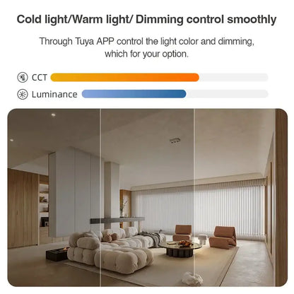 Ultra-thin black 24w led ceiling spot light with adjustable color temperature and brightness controlled via tuya app