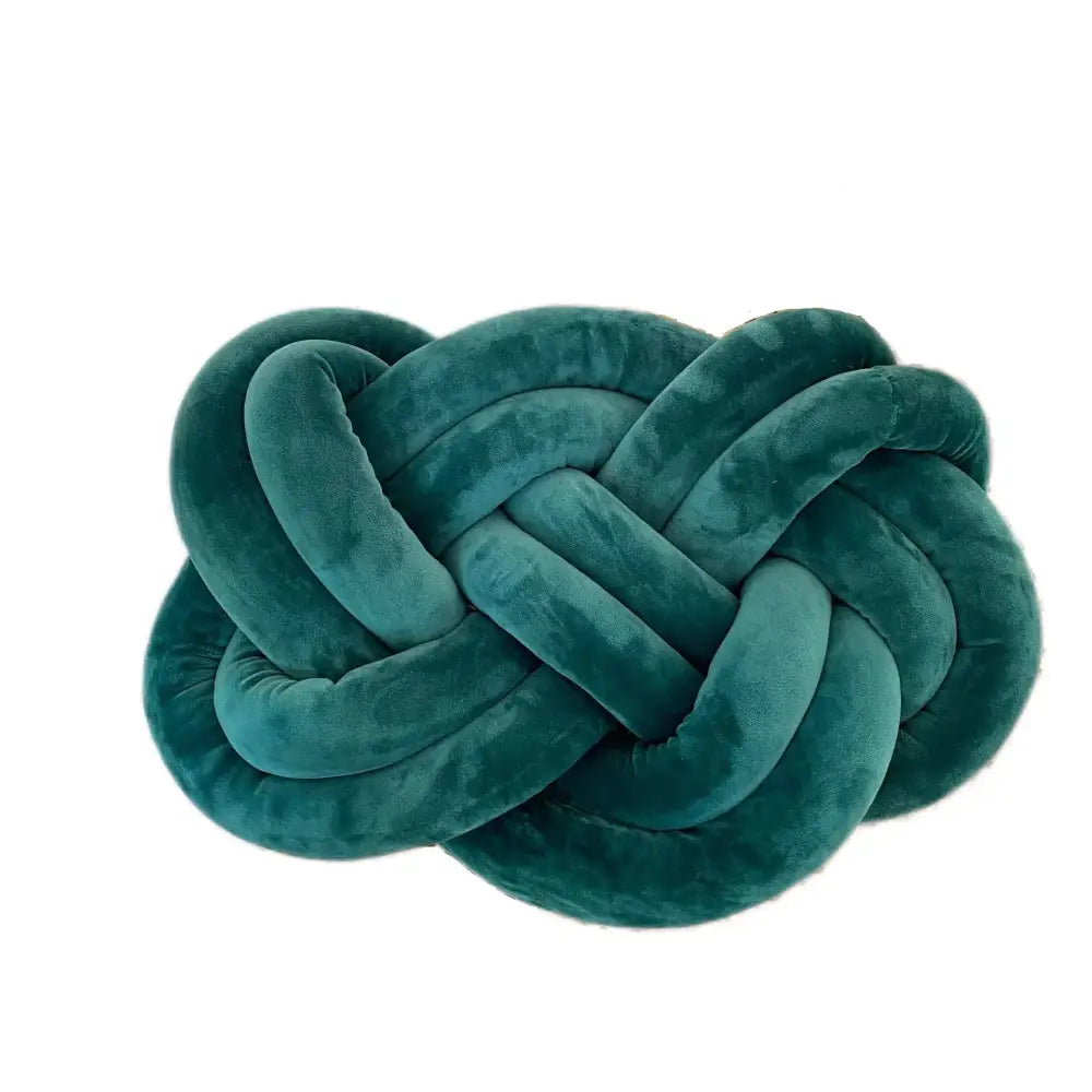 Teal velvet knot throw pillow decorative cushion for living room with soft knot design and plush velvet material
