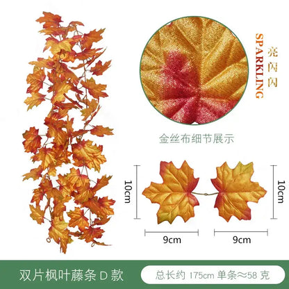 A sparkling autumn-colored hanging decoration made of golden and reddish-orange silk fabric by decorbites harvest home