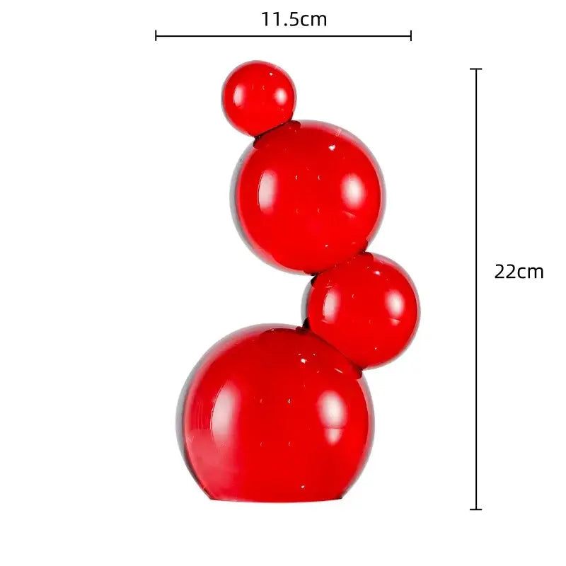 Vibrant red glossy glass decor spheres in an s-shape crystal bubble decor for elegant home decor living room art