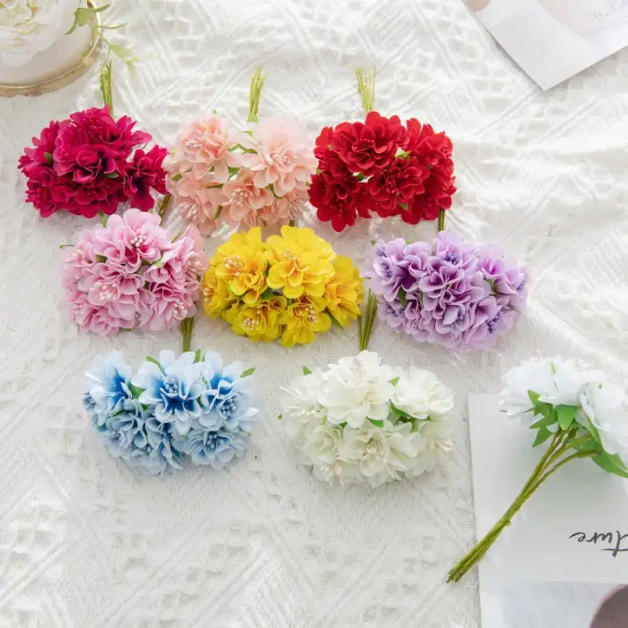 A vibrant multicolor artificial flower stamen bouquet featuring red pink yellow purple blue and white for living room decor