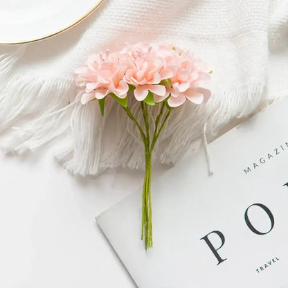 Delicate soft pink artificial flower stamen bouquet with green stems for vibrant multicolor living room decor