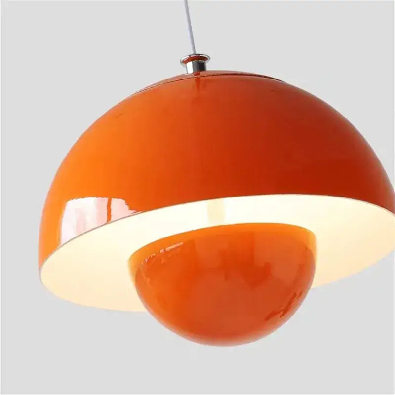 Vibrant orange glossy ceramic designer flower bud pendant light with white lining for bedroom decorbites designer flower decor
