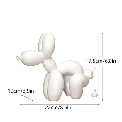 White dog balloon figurine with smooth glossy finish complementing decorbites dog balloon pop art resin sculpture