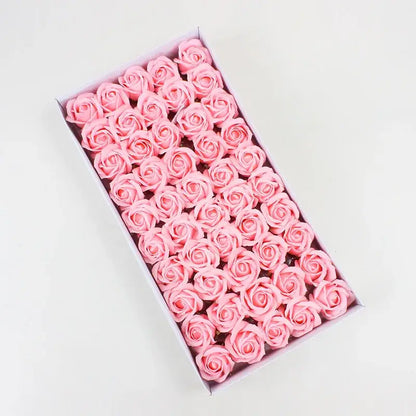 A decorbites bath flower set featuring soft pink foam roses ideal for bathroom decor and spa relaxation