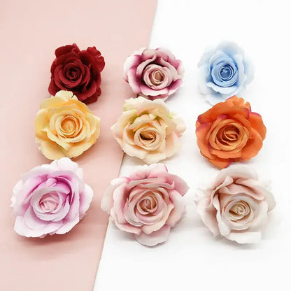 A collection of decorbites artificial flowers featuring vibrant silk artificial roses in pastel hues for wedding and living room decor