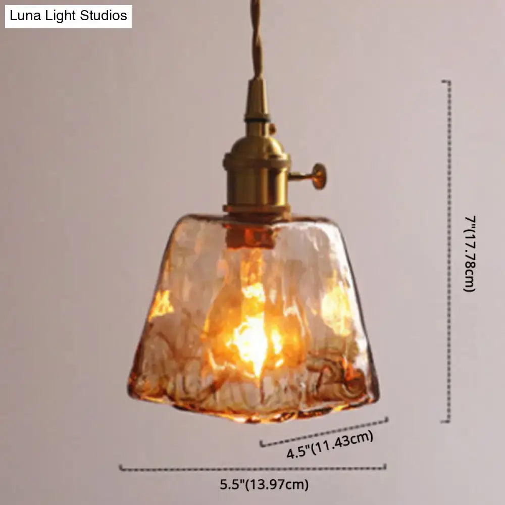Decorbites™ vintage alabaster glass pendant lamp with warm amber textured glass and brass fixture for living room lighting