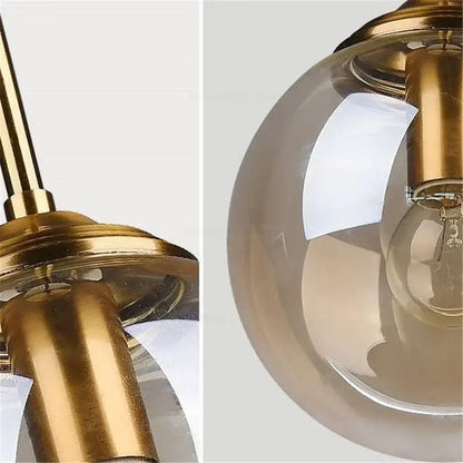 Gold finished metal pendant light with smoked decorbites gray glass ball for vintage bedroom decor