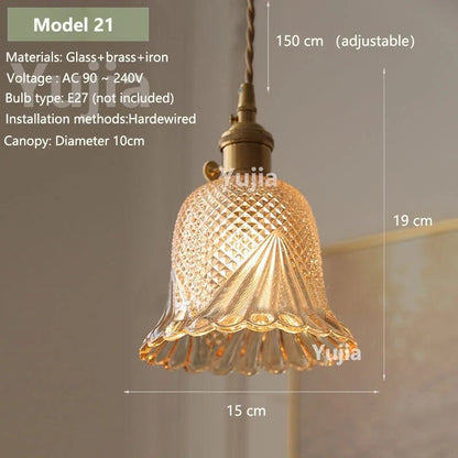 Vintage Amber Glass Pendant Light With Brass Detail - Decorbites