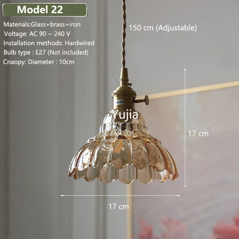 Vintage Amber Glass Pendant Light With Brass Detail - Decorbites