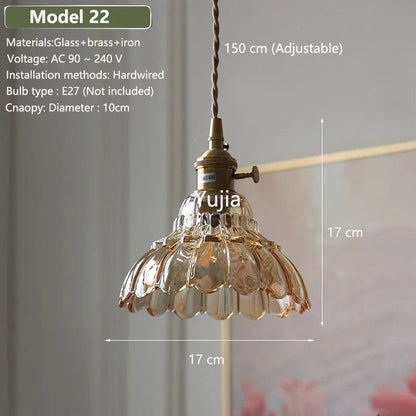 Vintage Amber Glass Pendant Light With Brass Detail - Decorbites