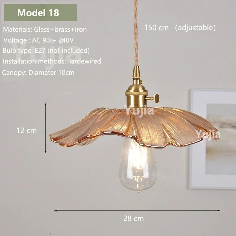 Vintage Amber Glass Pendant Light With Brass Detail - Decorbites