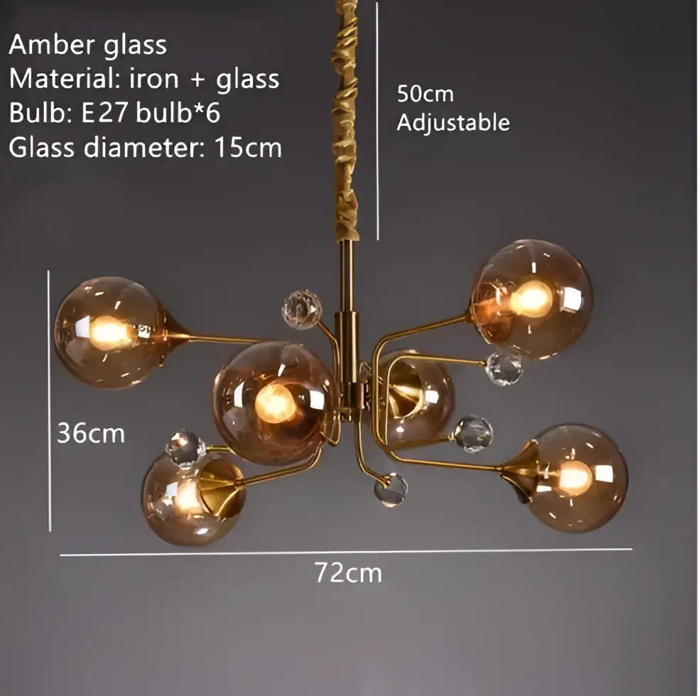 Vintage amber gold glass bubble chandelier with brass arms and crystal accents perfect for kitchen island lighting decorbites glass bubble