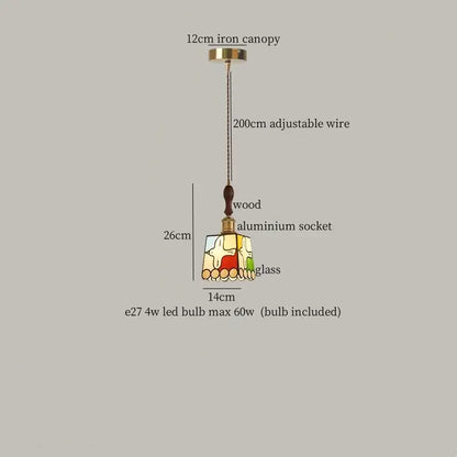 A 26cm vintage amber stained glass pendant light with colorful geometric patterns by decorbites colorful led pendant