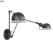 Black matte antique black wall lamp with adjustable double dome shades and articulated arms for bedroom decorbites antique black