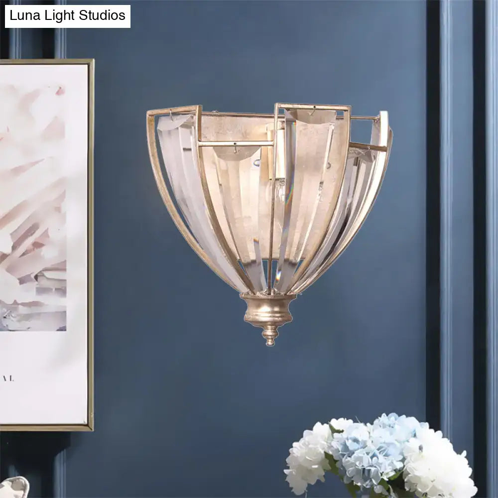 Vintage antique brass glass wall sconce with segmented fluted shade suitable for e12 e14 bulbs 220v-240v use
