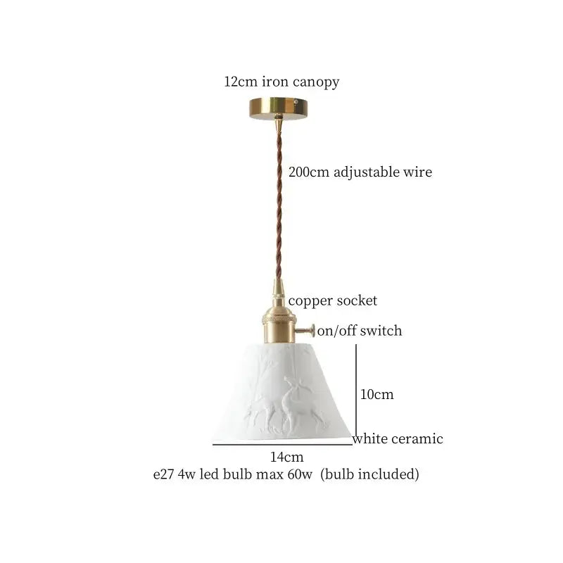 White ceramic pendant lamp with textured sculpted design and brass accents for kitchen or dining room decorbites beige ceramic