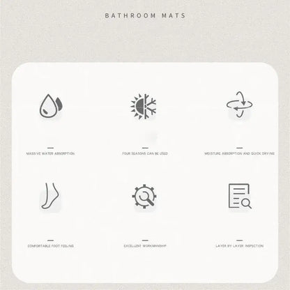 Vintage beige and cream absorbent bathroom mat with diatom ooze featuring massive water absorption and four-seasons use