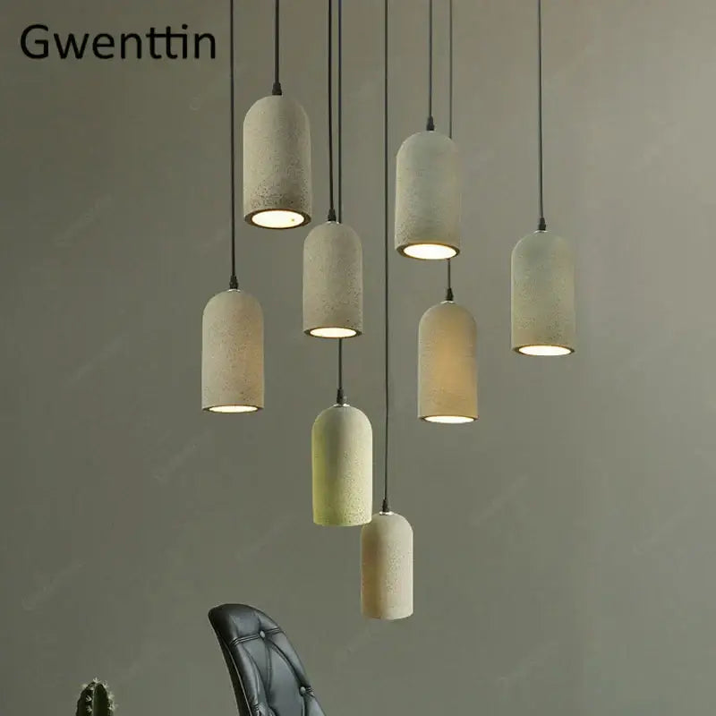 Vintage beige decorbites cement pendant lamp set of 3 with muted earth tones and textured matte finish for dining room