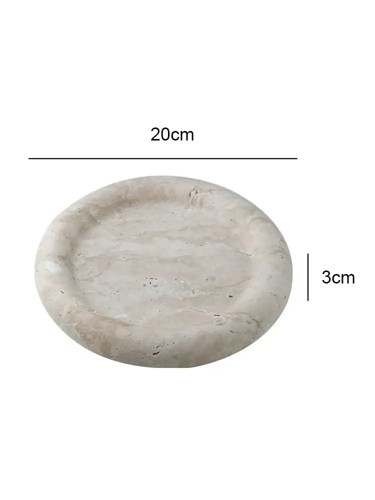 Vintage beige travertine serving tray with textured surface 20cm wide and 3cm deep for bedroom vanity decorbites beige travertine