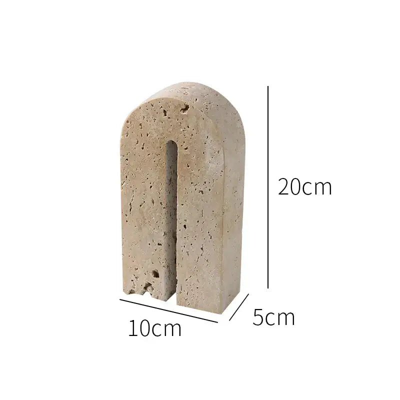 Vintage beige travertine stone arched bookends featuring decorbites beige travertine textured concrete archway decor