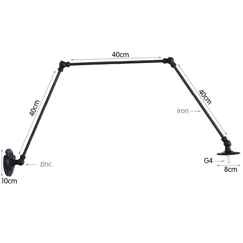 Vintage black adjustable loft wall light with articulated arms made of iron and zinc for bedroom use