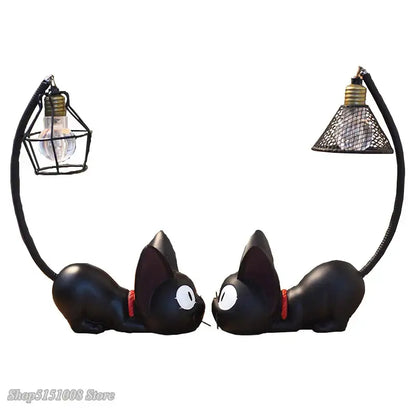 Vintage black cartoon cat led night light desk lamp with articulated arms and wire mesh lampshades for bedroom decorbites cartoon cat