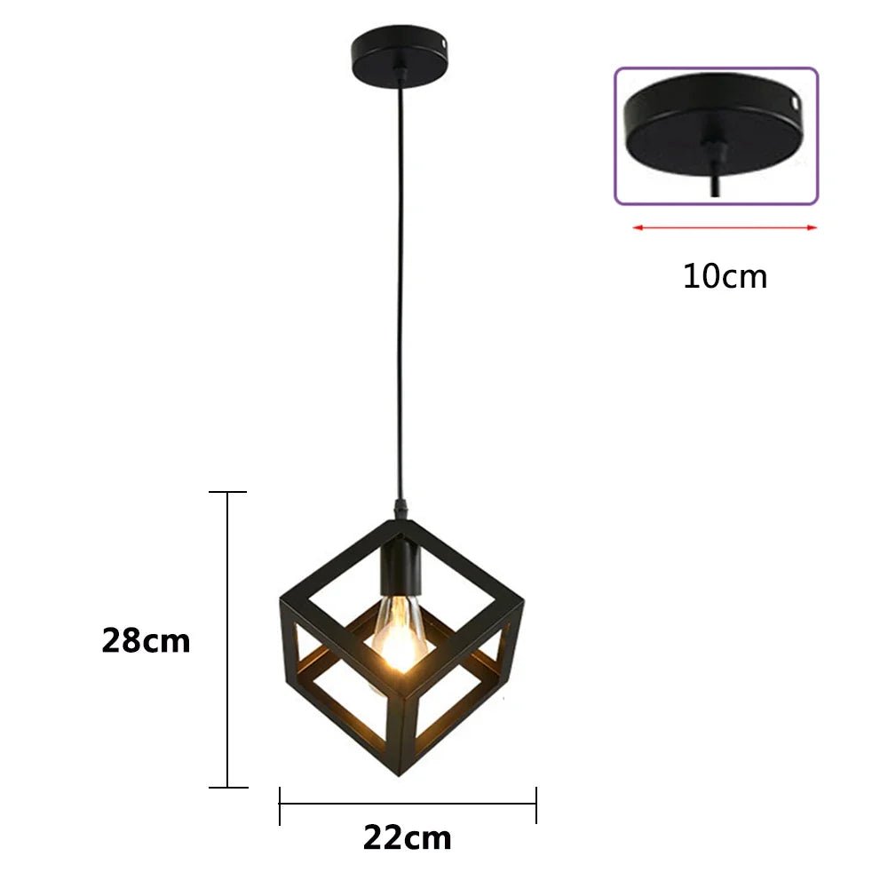 Vintage Black Geometric Iron Pendant Light - Decorbites