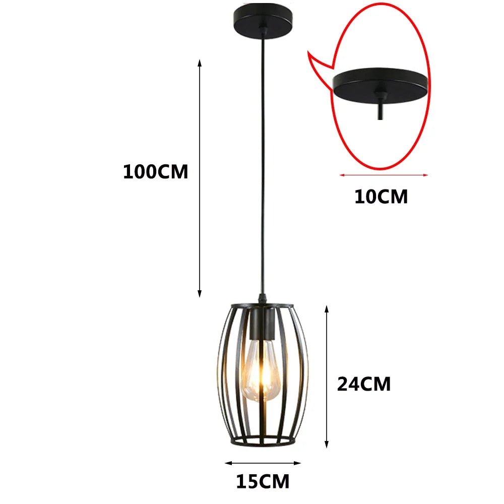 Vintage Black Geometric Iron Pendant Light - Decorbites