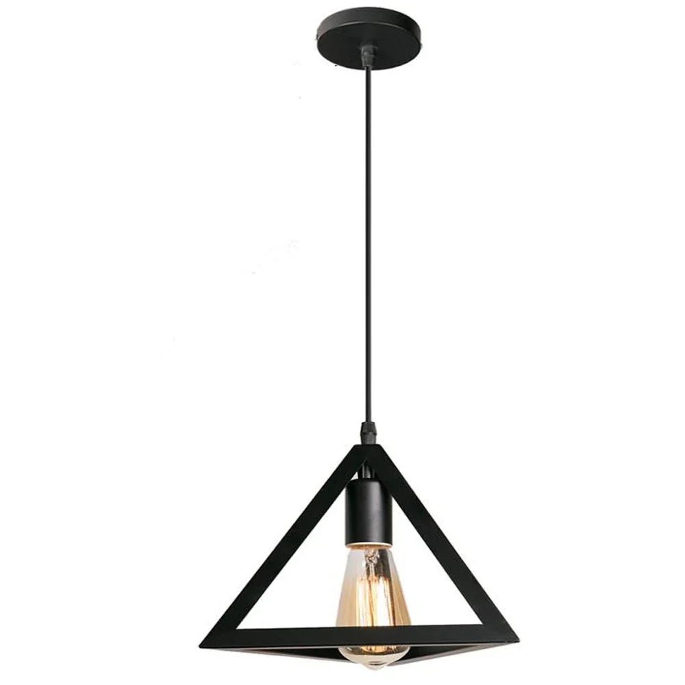 Vintage Black Geometric Iron Pendant Light - Decorbites