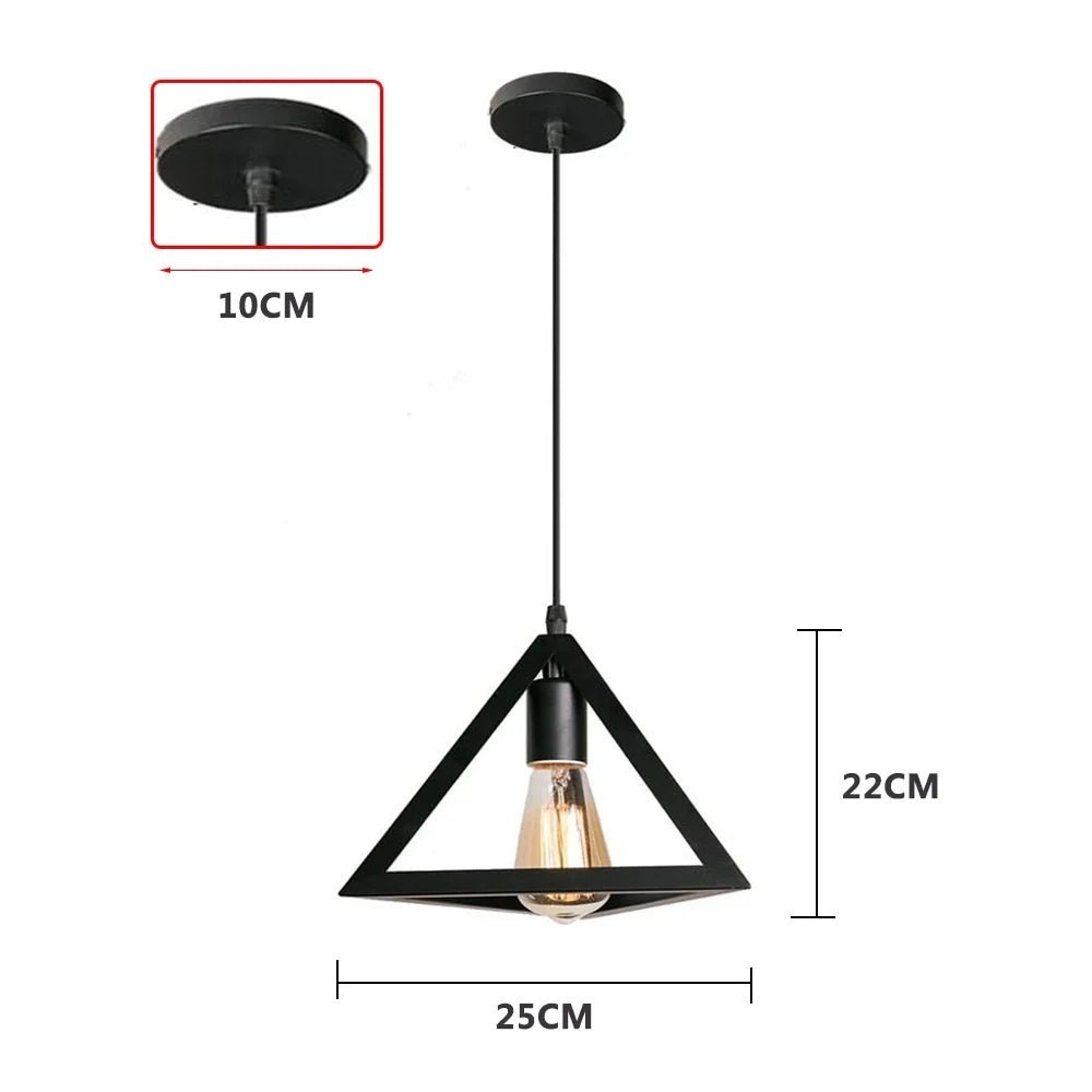 Vintage Black Geometric Iron Pendant Light - Decorbites