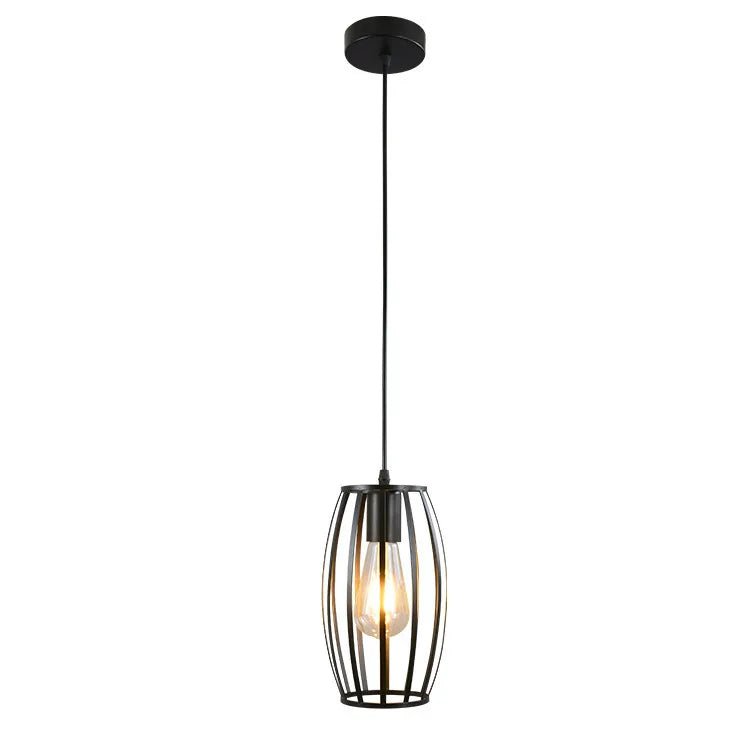 Vintage Black Geometric Iron Pendant Light - Decorbites