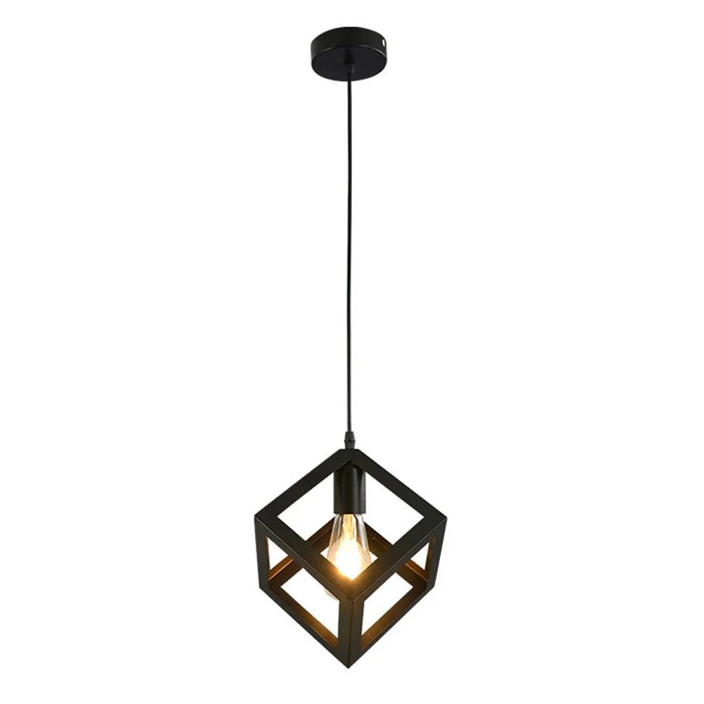 Vintage Black Geometric Iron Pendant Light - Decorbites