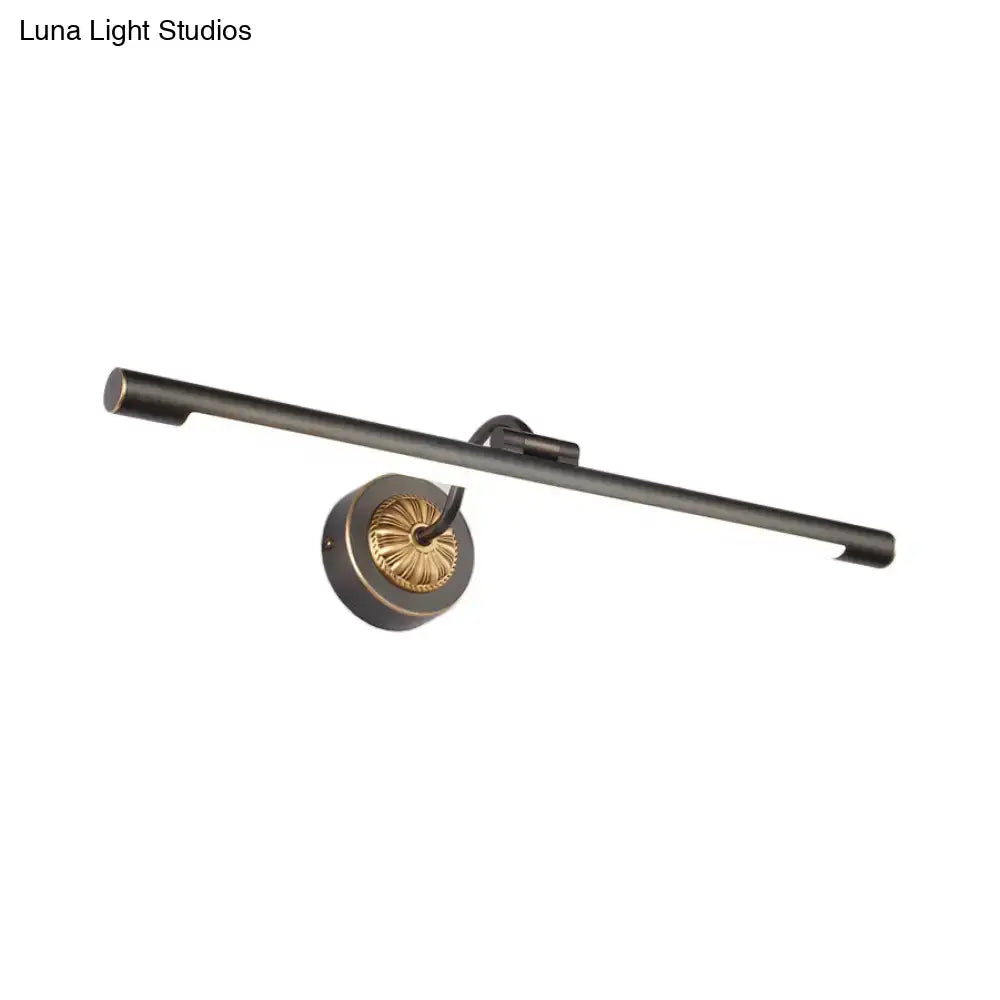 Vintage black gold wall light with a sleek matte black finish and ornate gold-toned circular base for bathroom vanity