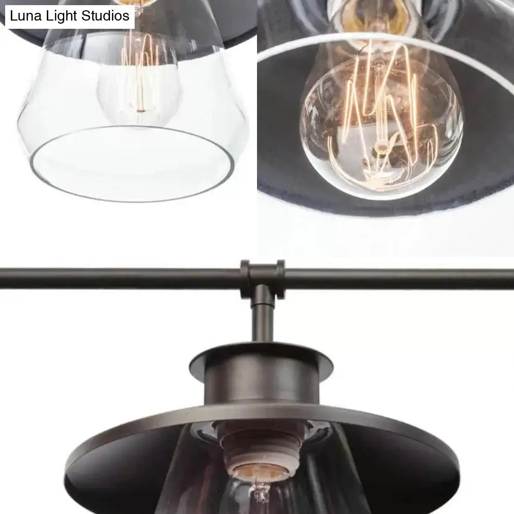 Decorbites vintage black jar-shaped hanging lamp with clear glass and exposed filament bulb for clear glass island lighting