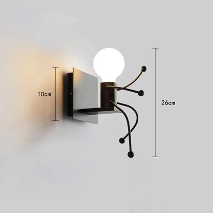 Vintage black man iron pendant light with whimsical stick-figure design and articulated limbs iron pendant light for bedroom