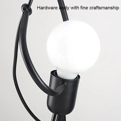 Vintage black man iron pendant light with frosted white spherical bulb ideal as a bedroom cartoon lamp fixture