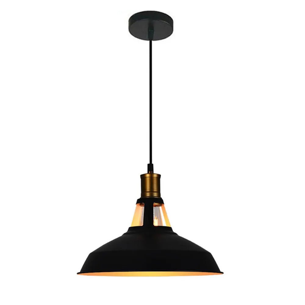 Vintage Black Metal Dome Pendant Light - Decorbites