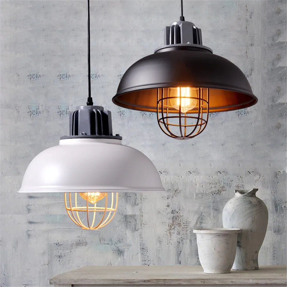 Vintage Black Metal Dome Pendant Light - Decorbites