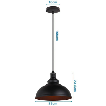 Vintage Black Metal Dome Pendant Light - Decorbites