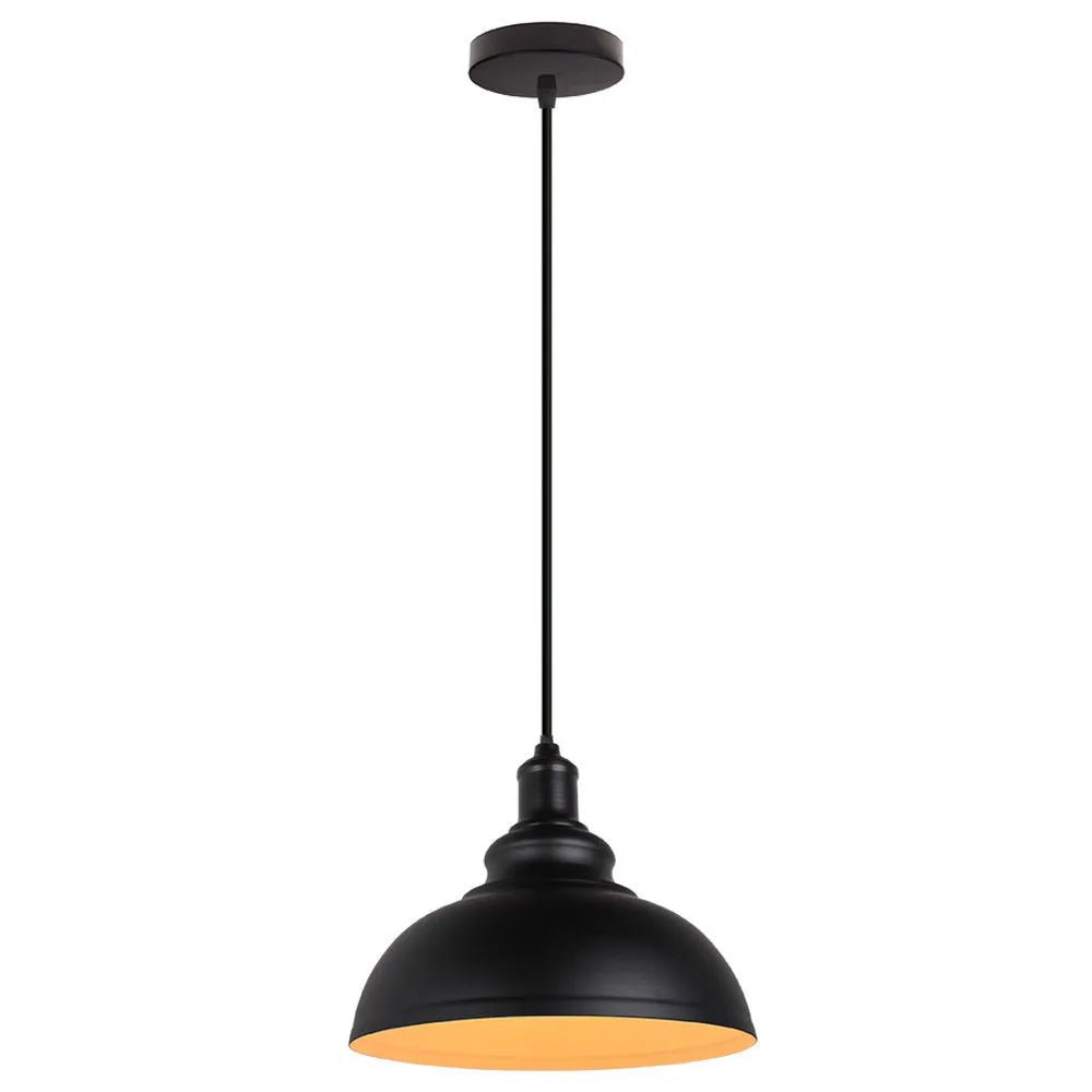 Vintage Black Metal Dome Pendant Light - Decorbites