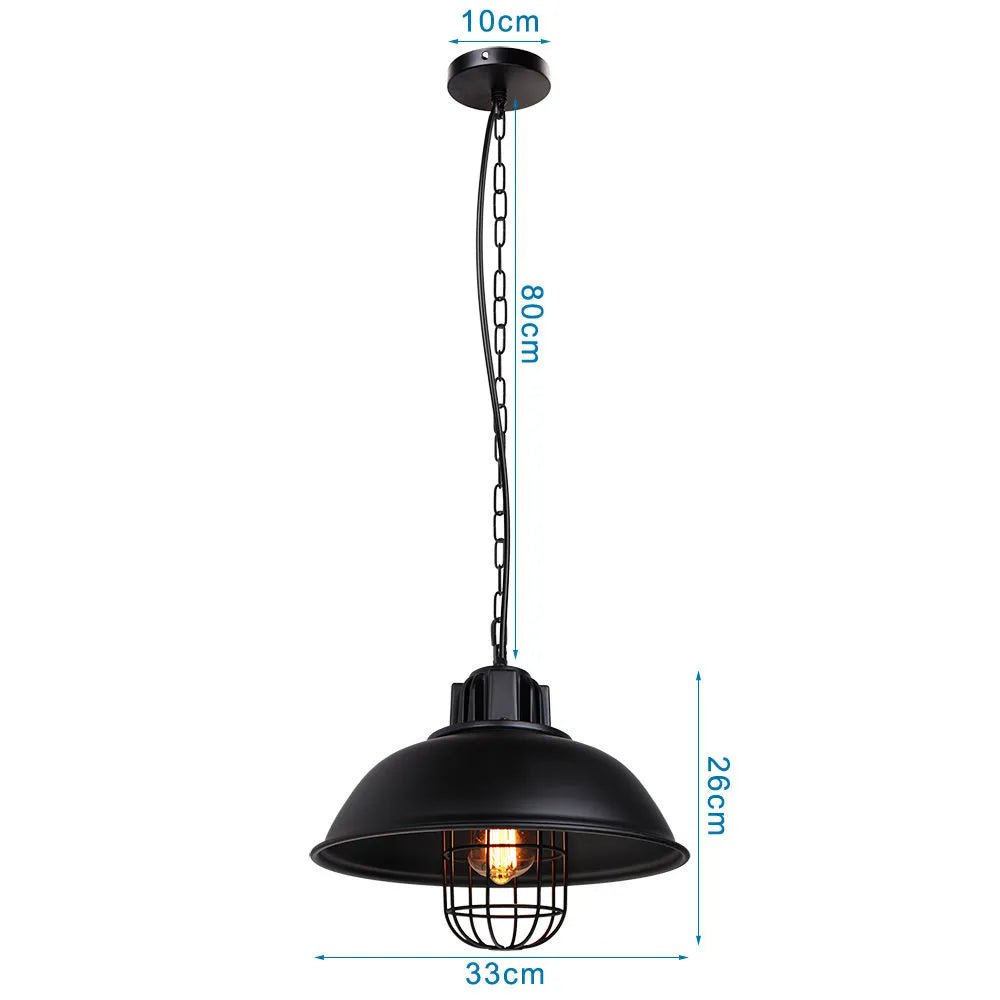 Vintage Black Metal Dome Pendant Light - Decorbites