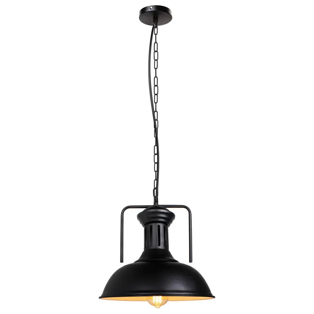 Vintage Black Metal Dome Pendant Light - Decorbites