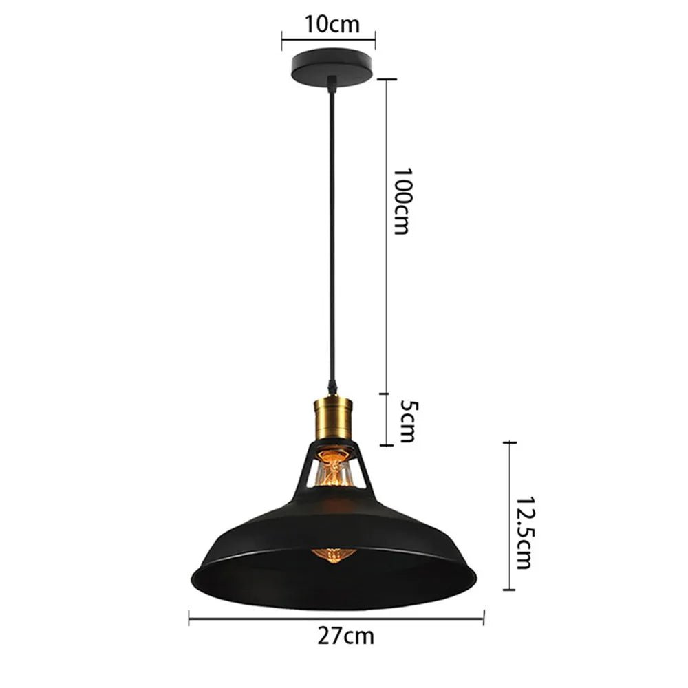 Vintage Black Metal Dome Pendant Light - Decorbites