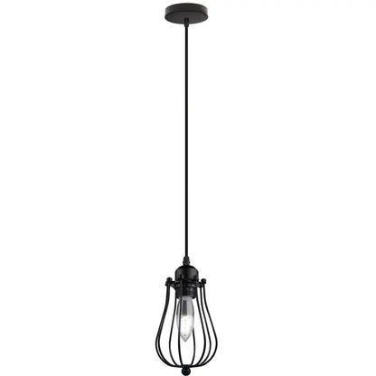 Vintage Black Metal Wire Cage Pendant Light - Decorbites